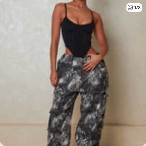 Black and Gray Women's Track Pants